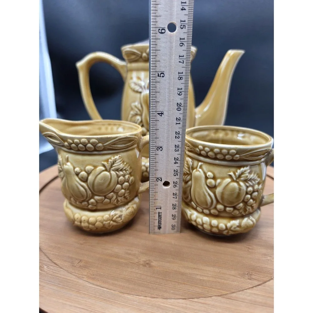 Vintage Tilso Japan Ceramic Tea Coffee‎ Set  Harvest Gold MCM Creamer Sugar Bowl